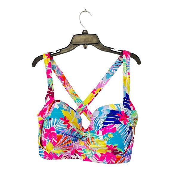NWOT California Waves | HIBISCUS PARADISE Tropical Bikini Top 3 (22/24) - Picture 4 of 7